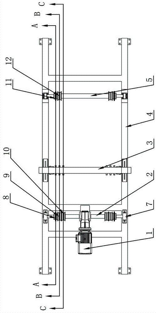 Transmission device achieving tool up-and-down motion