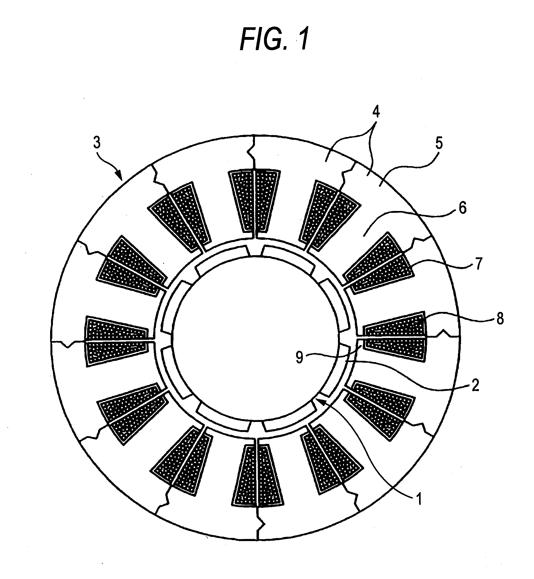 Split cores for motor stator, motor stator, permanent magnet type synchronous motor and punching method by split core punching die