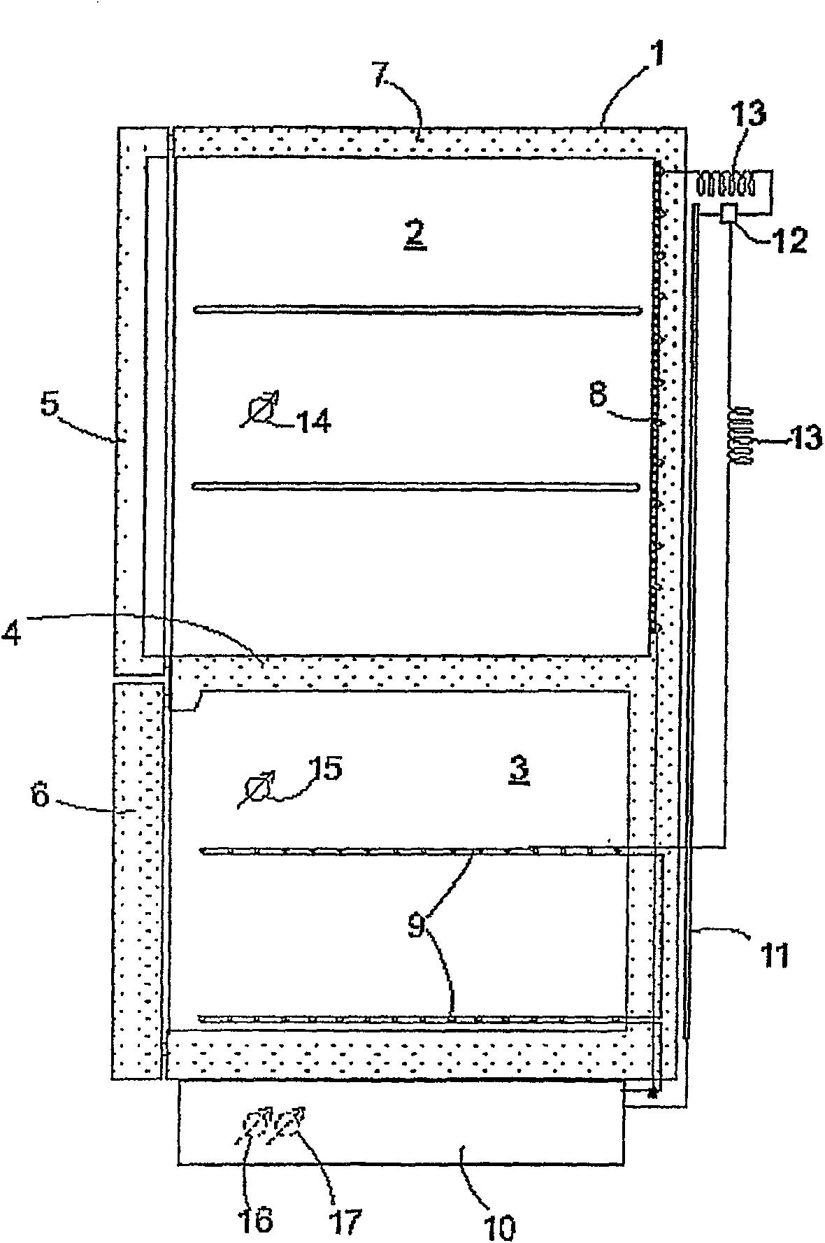 Refrigeration device comprising two storage compartments