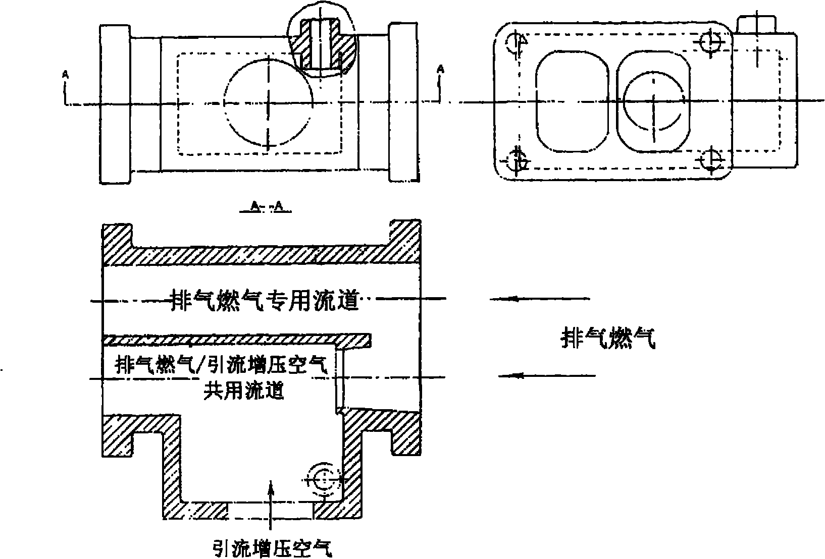 Turbocharger with variable turbine cross section and variable flow control function