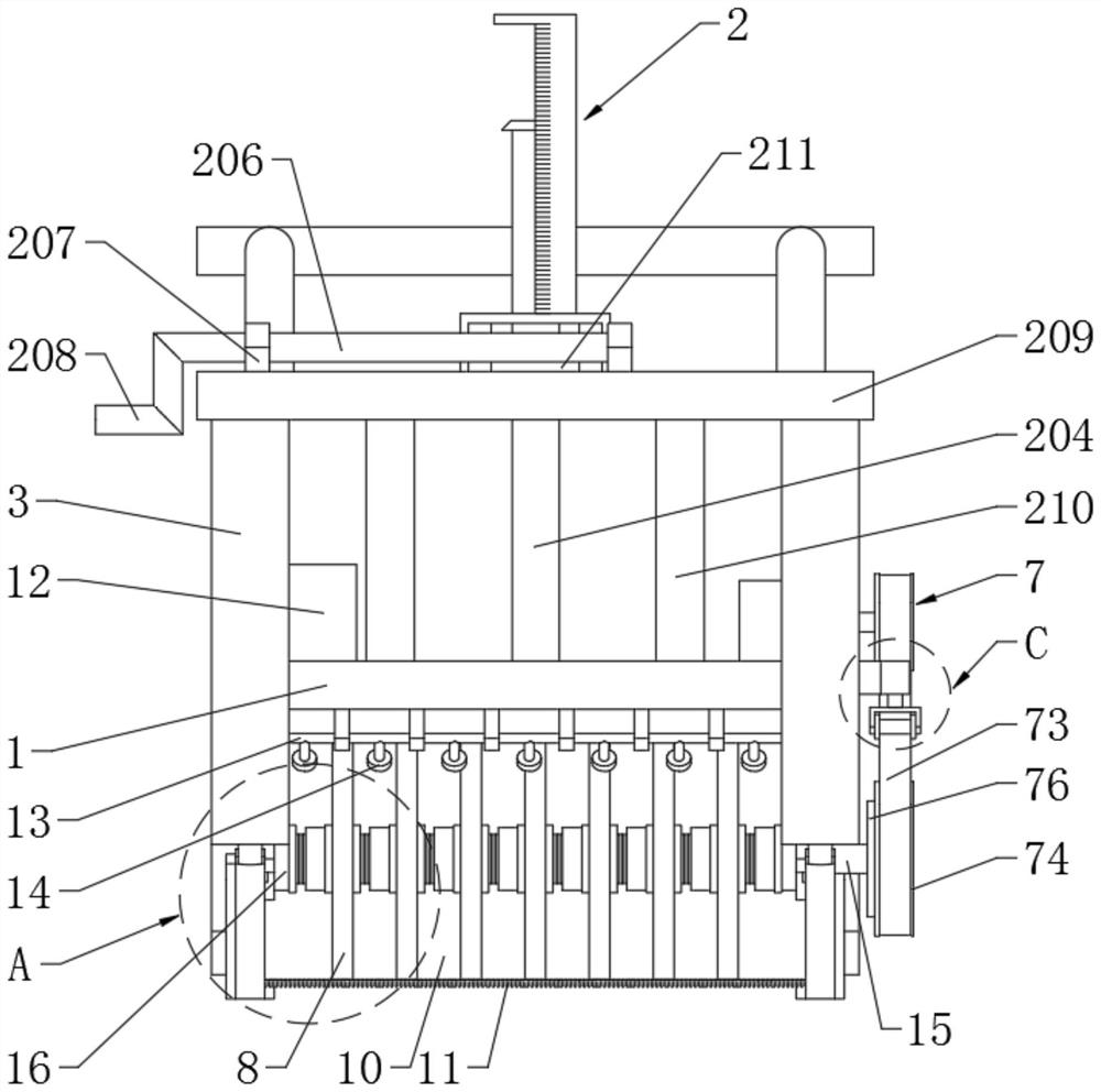 Cement concrete pavement grooving device for highway engineering