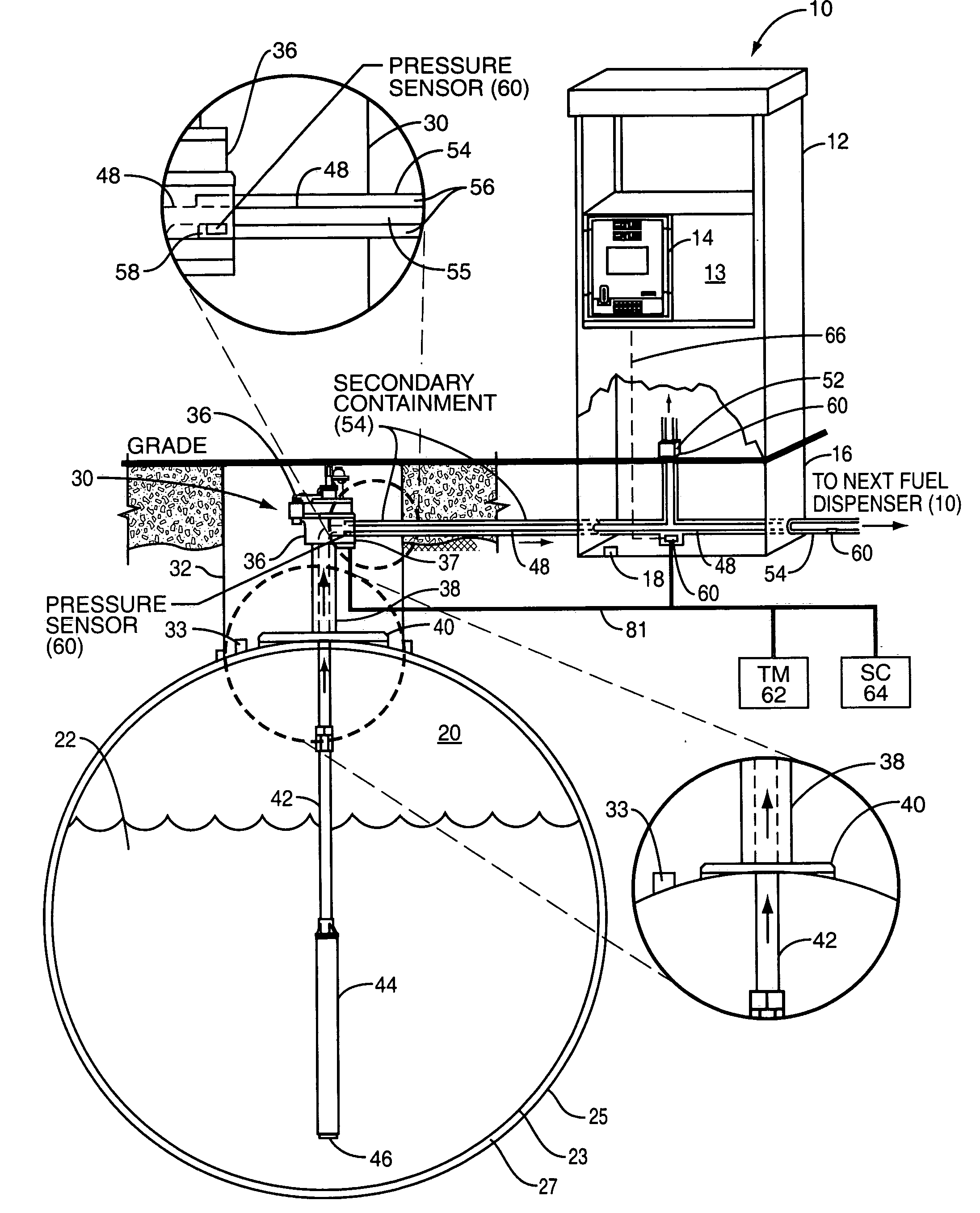 Secondary containment leak prevention and detection system and method