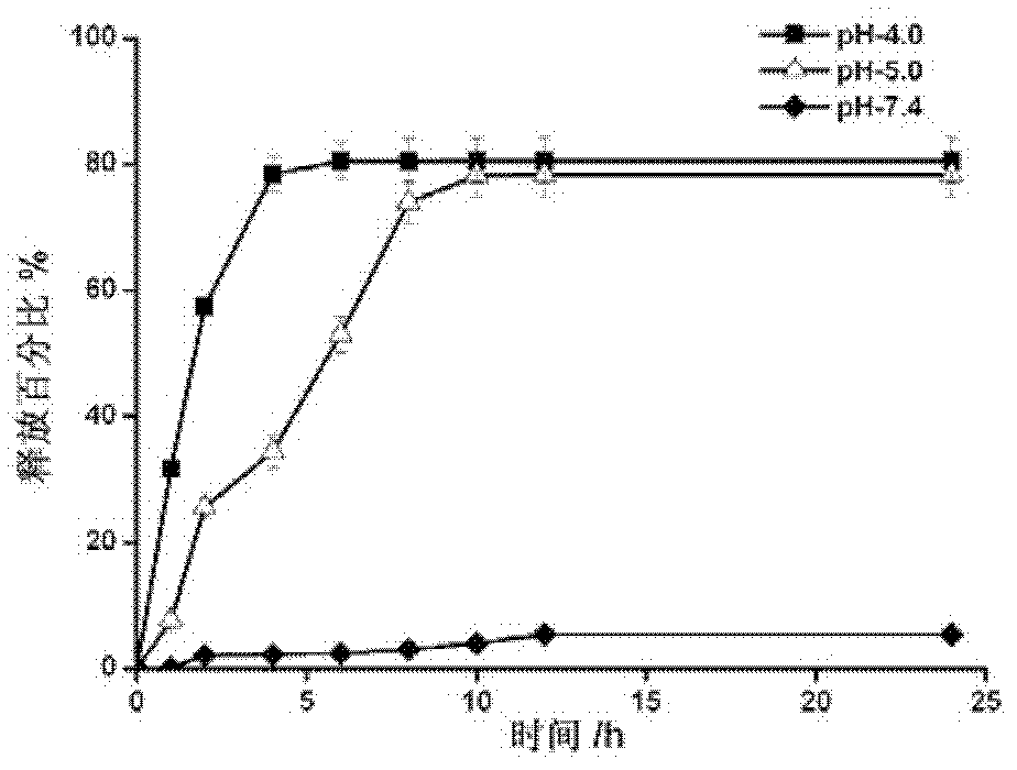 PH-response anti-cancer medicinal preparation and preparation method thereof