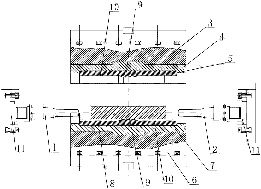 One-mold two-piece forging mold and method for drill pipe joint