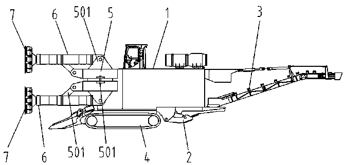 Rock breaking multi-arm cantilever tunneling machine carried with suspension cutters and method for constructing rock breaking multi-arm cantilever tunneling machine