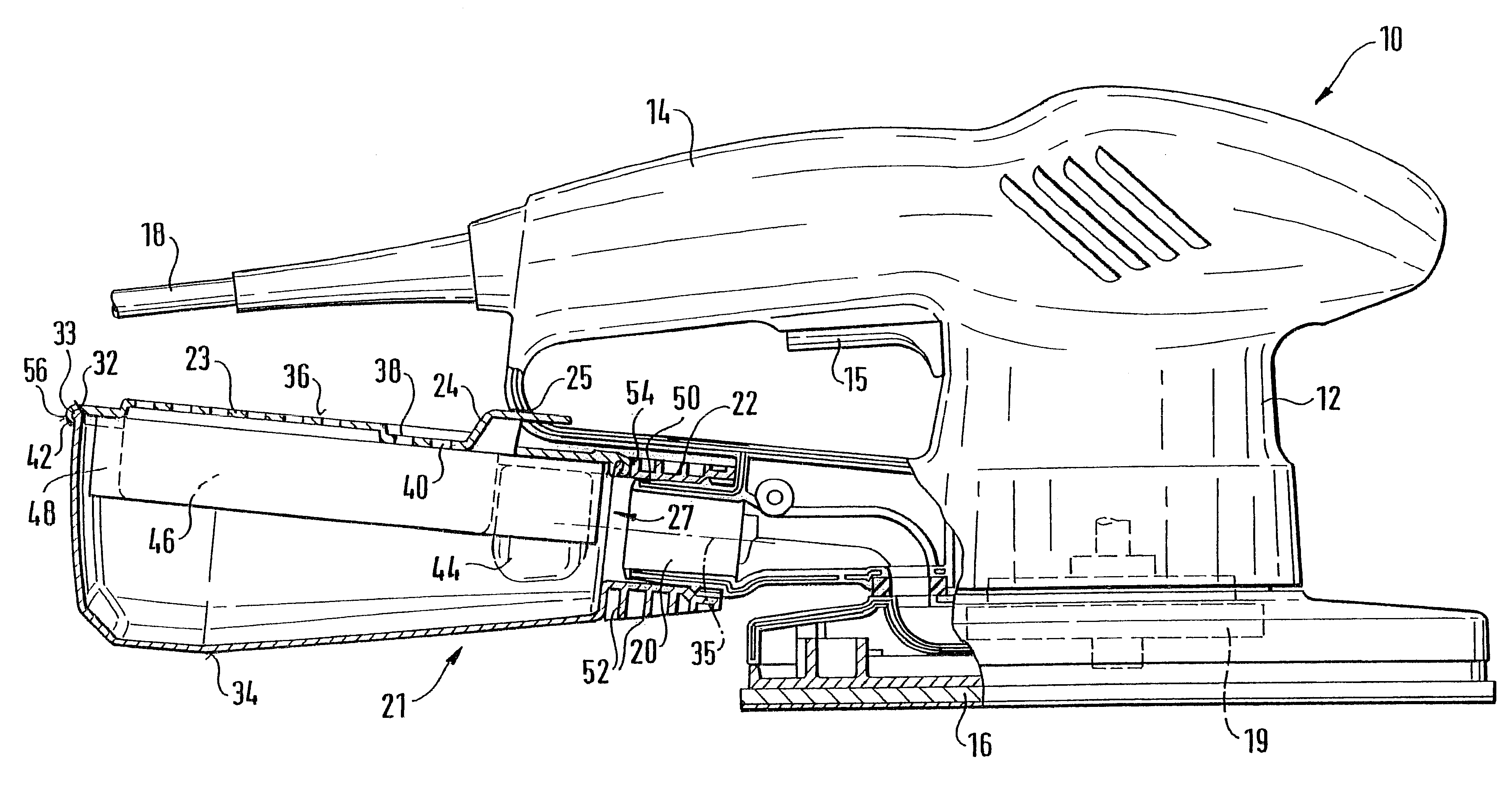 Hand-held machine tool with dust extraction