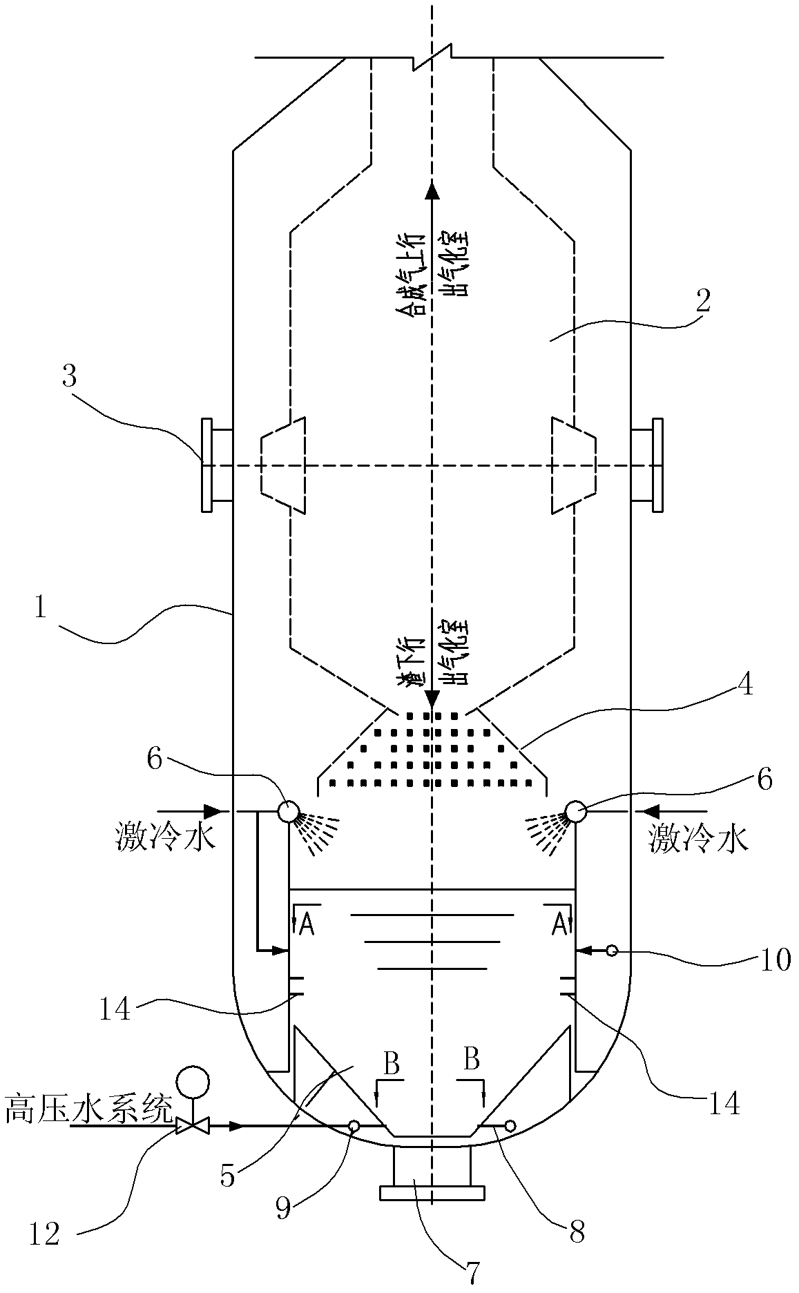 Slag-discharge system of pulverized coal gasification furnace