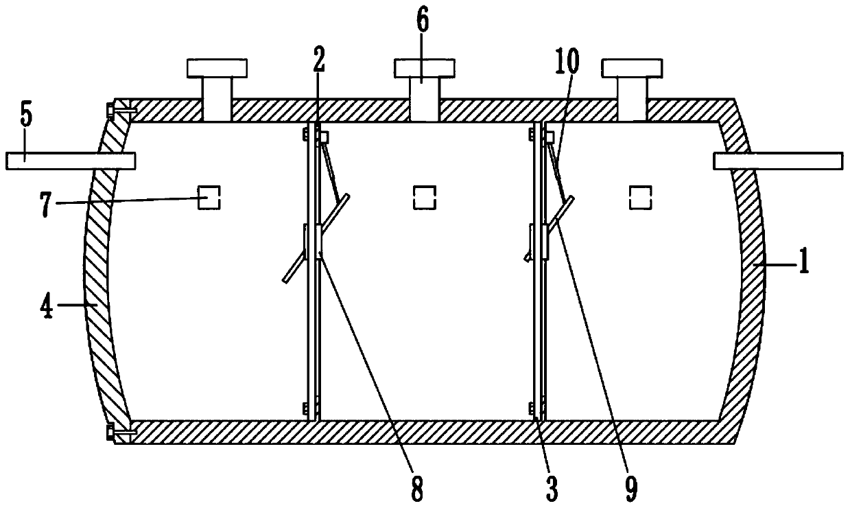 Intelligent three-grille mode septic tank