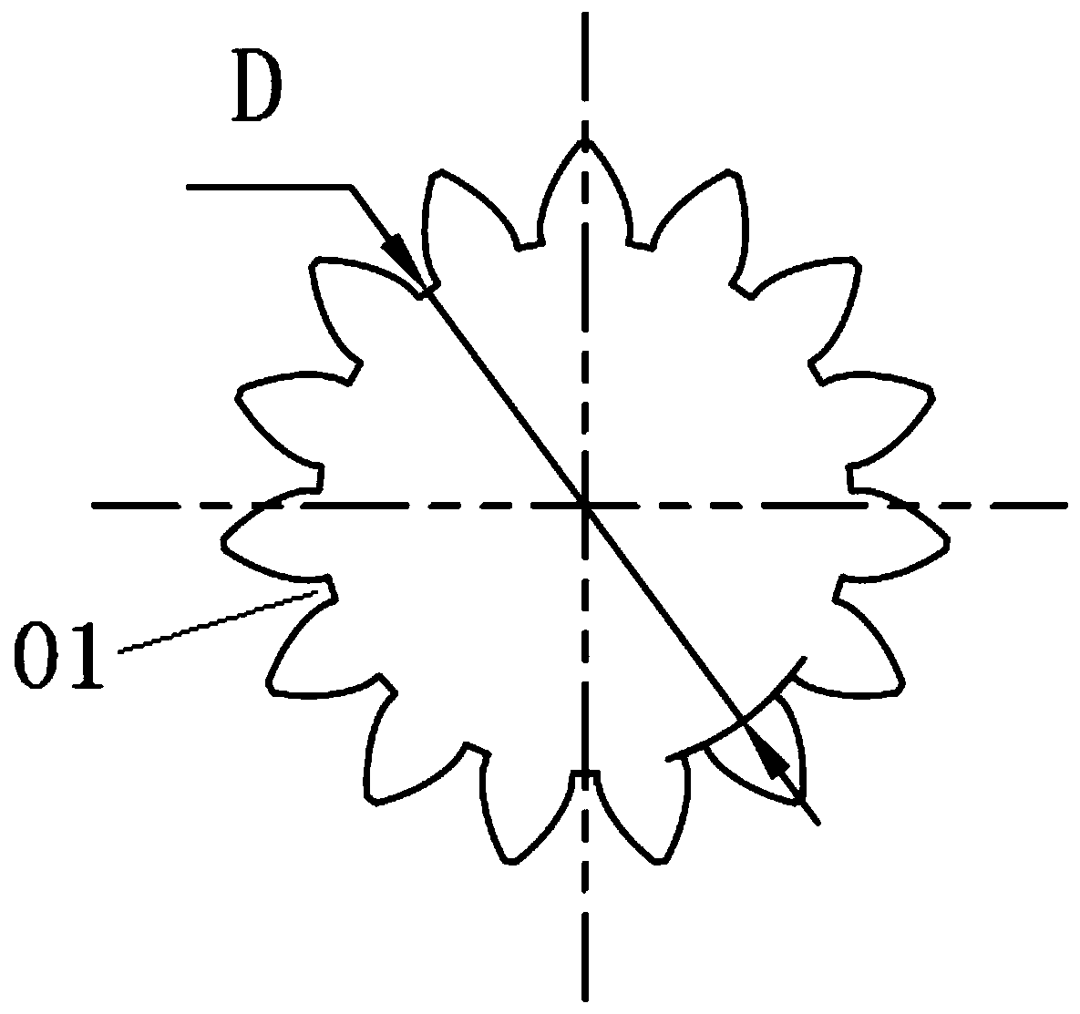 Detection tool and method for detecting tooth root circle diameter of odd gear