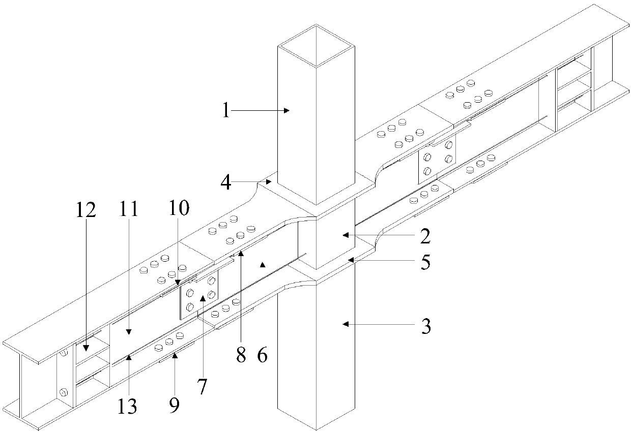 Assembly type self-resetting middle column connecting device capable of restoring functions