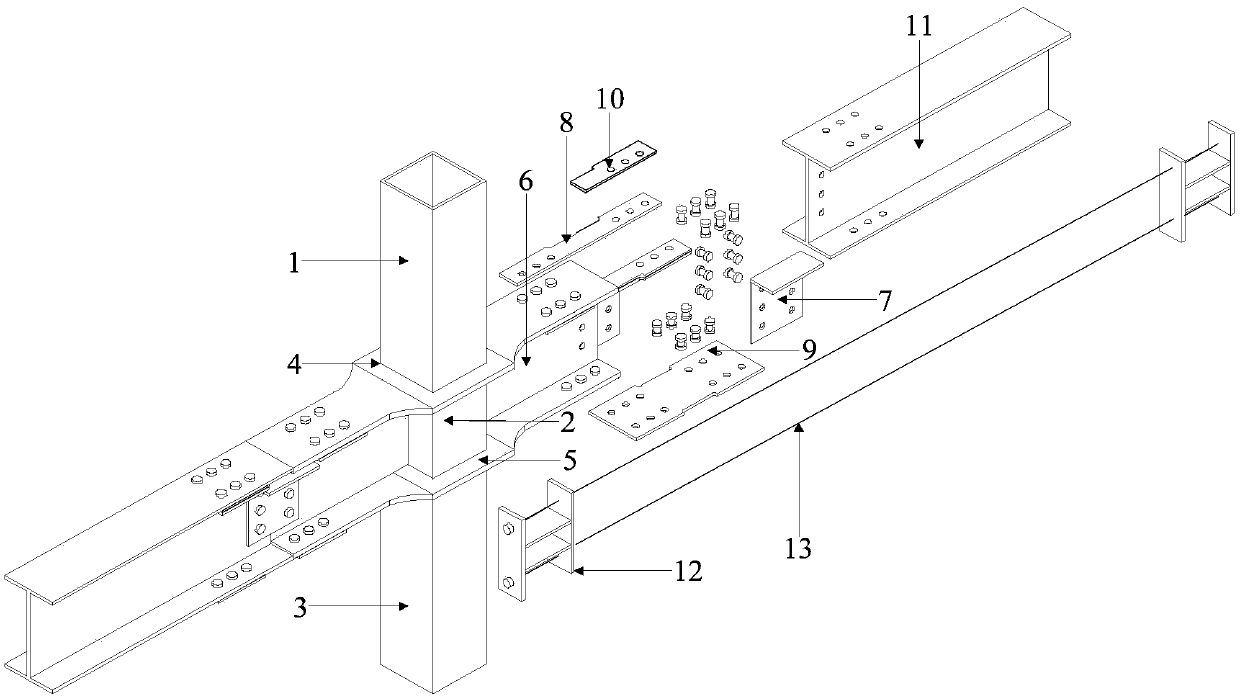 Assembly type self-resetting middle column connecting device capable of restoring functions