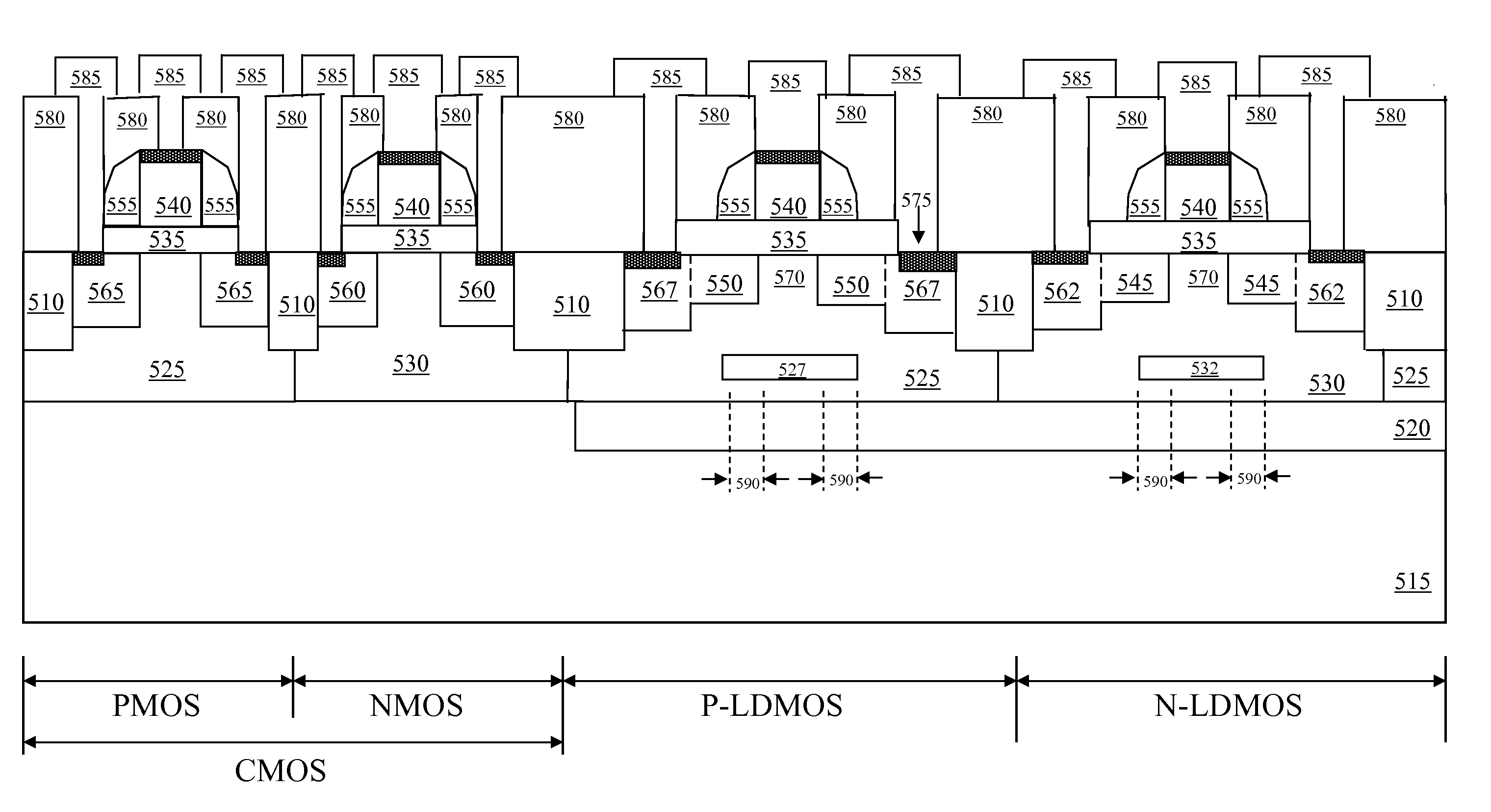 Integrated Circuit with a Laterally Diffused Metal Oxide Semiconductor Device and Method of Forming the Same