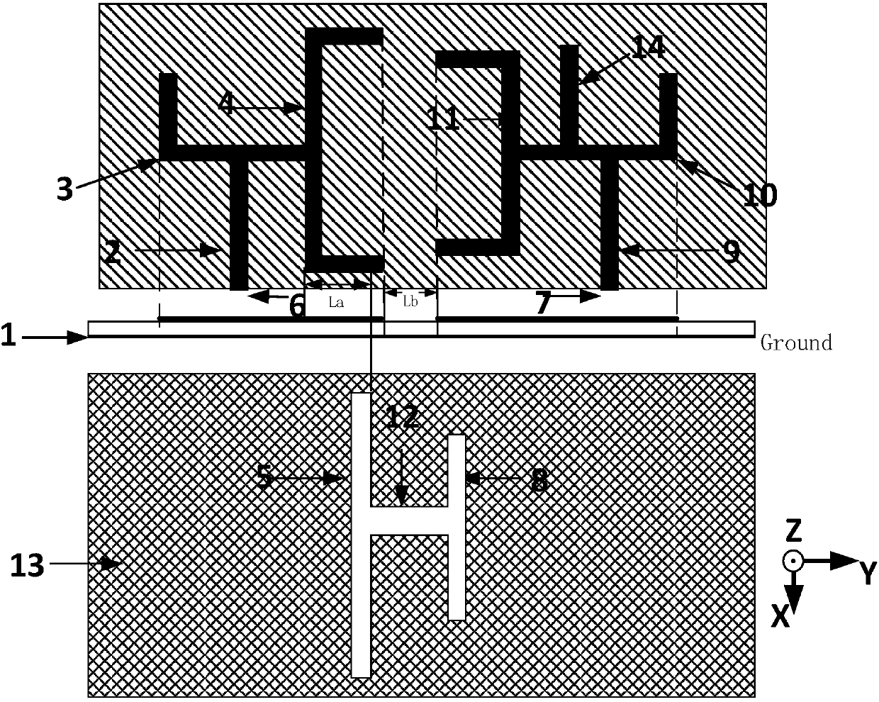 II-shaped groove antenna