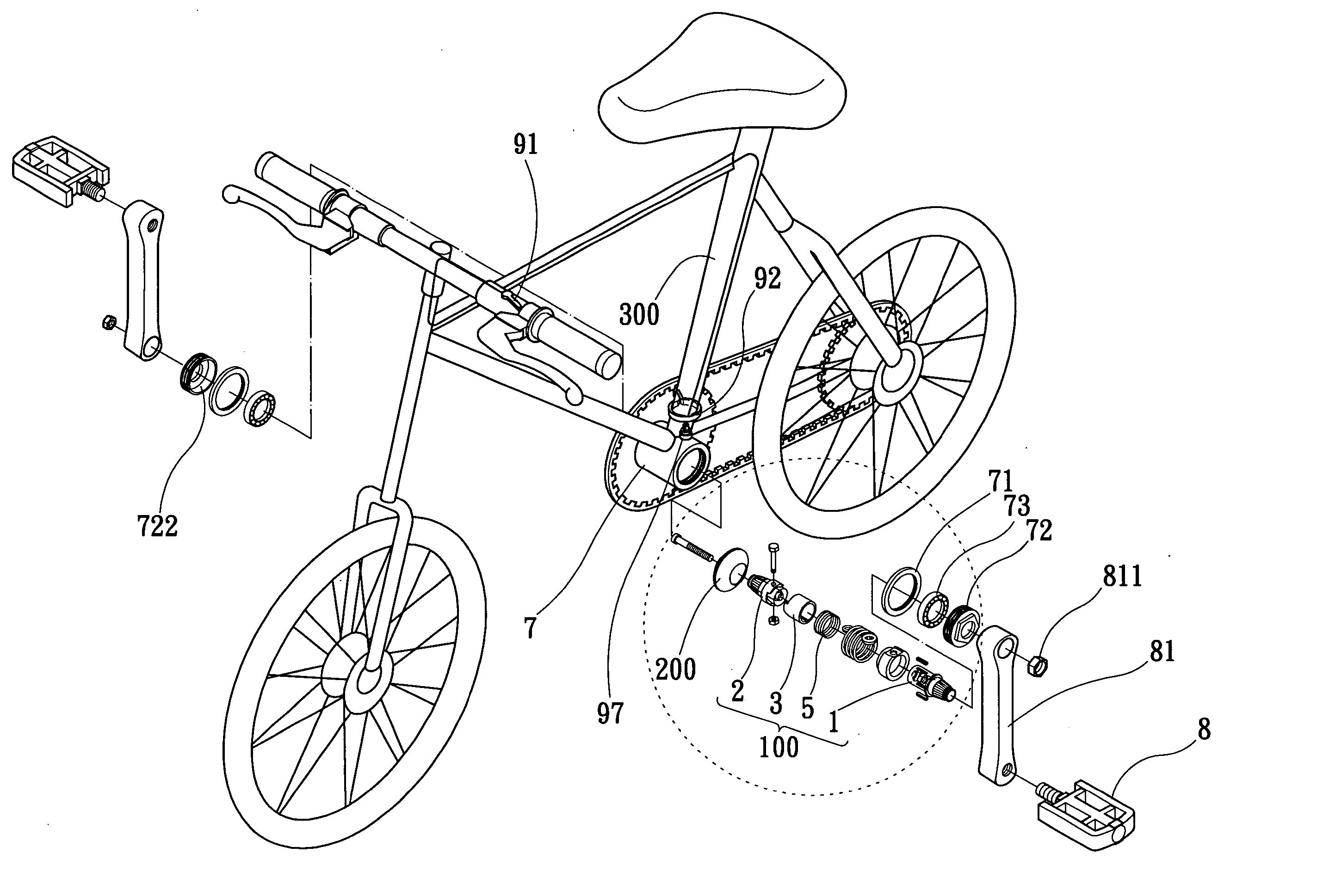 Pedal shaft structure of a bicycle having a second pedaling function