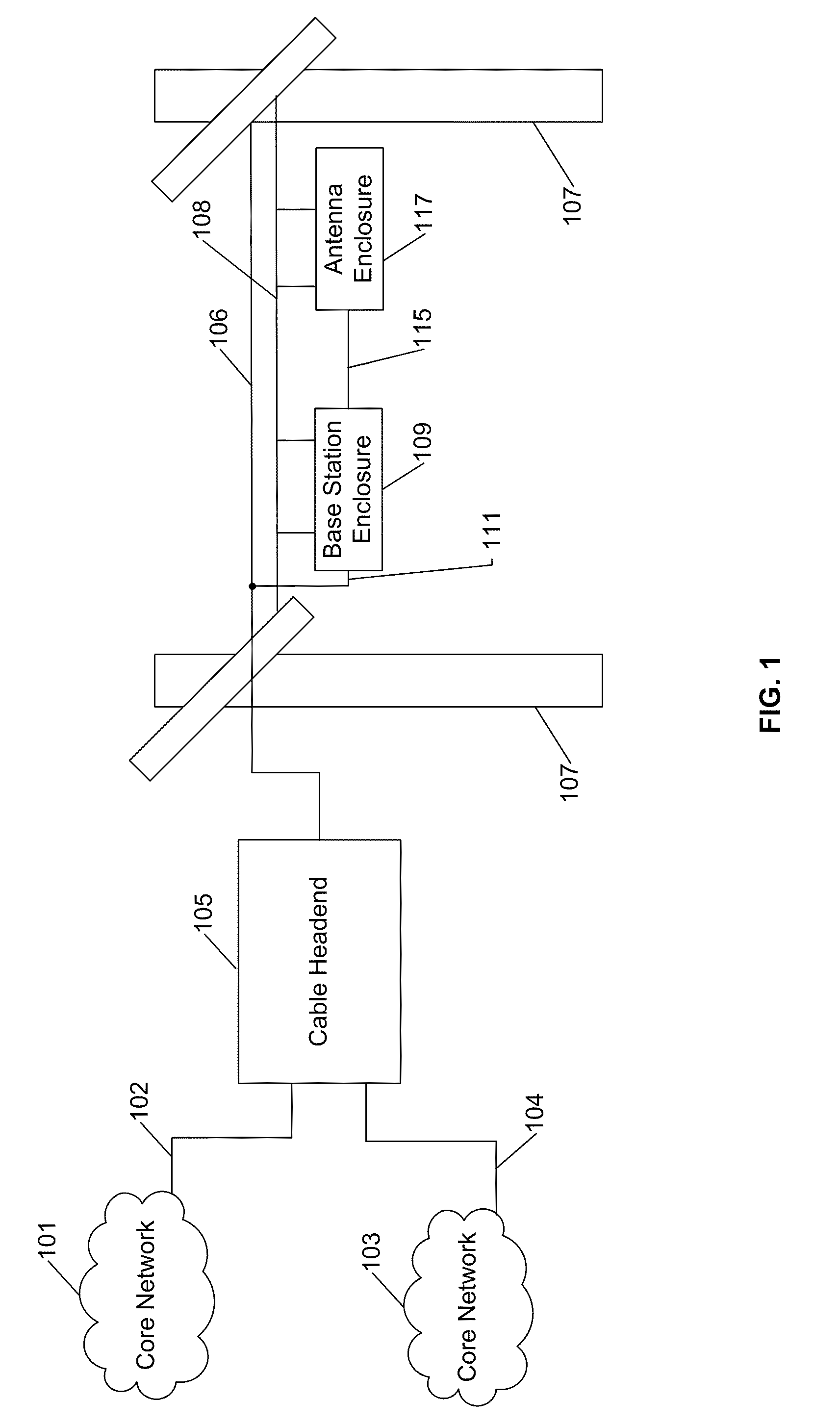 Strand mountable antenna enclosure for wireless communication access system