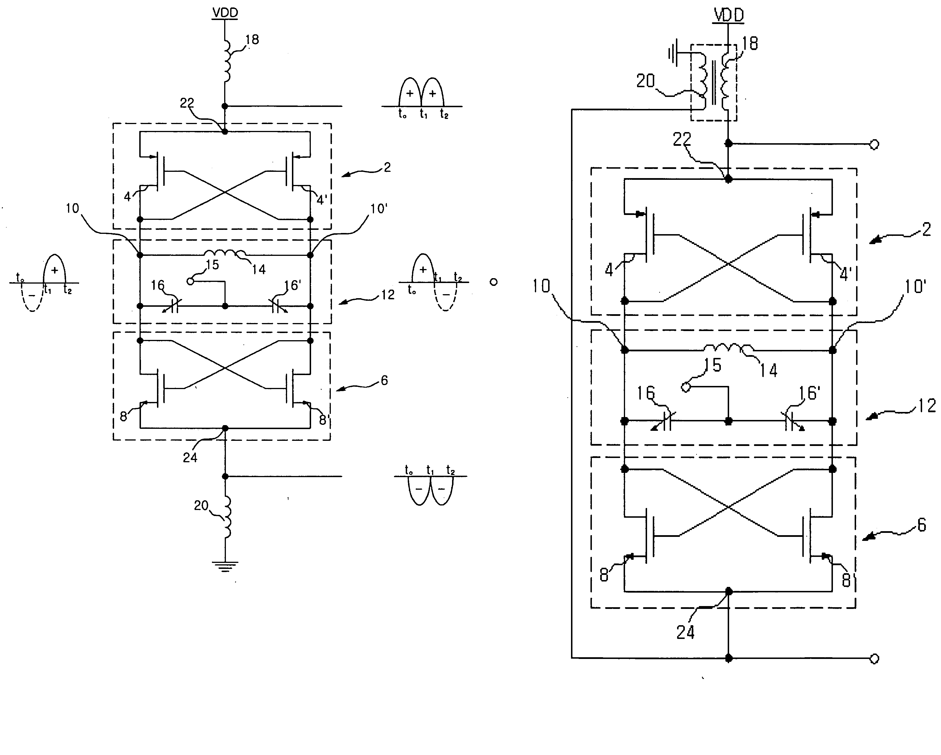 Push-push voltage controlled oscillator for obtaining differential signals