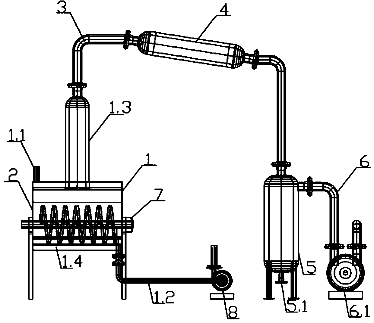 Hollow spiral-blade heating thin-film evaporator and evaporation method