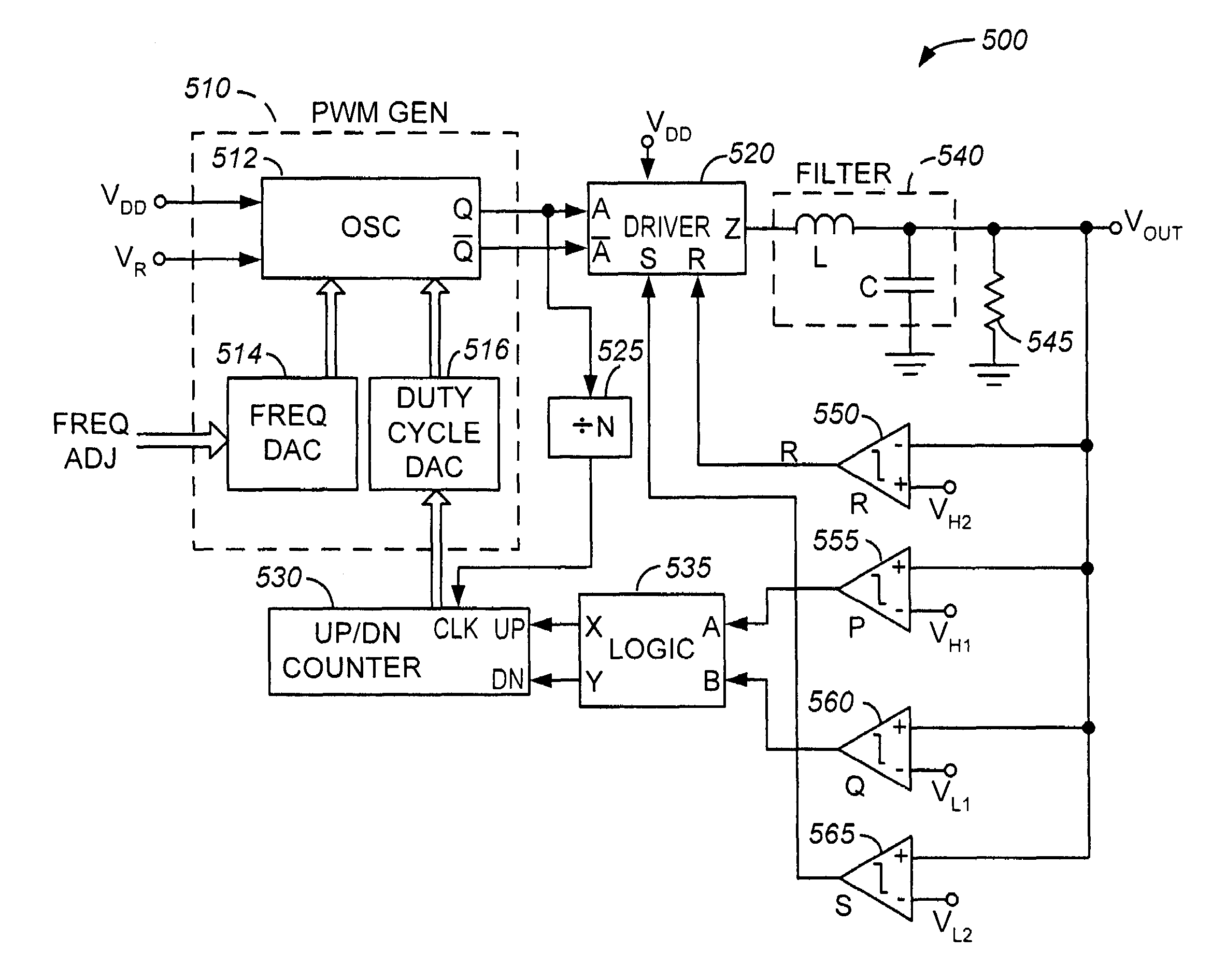 Pulse width modulated buck voltage regulator with stable feedback control loop