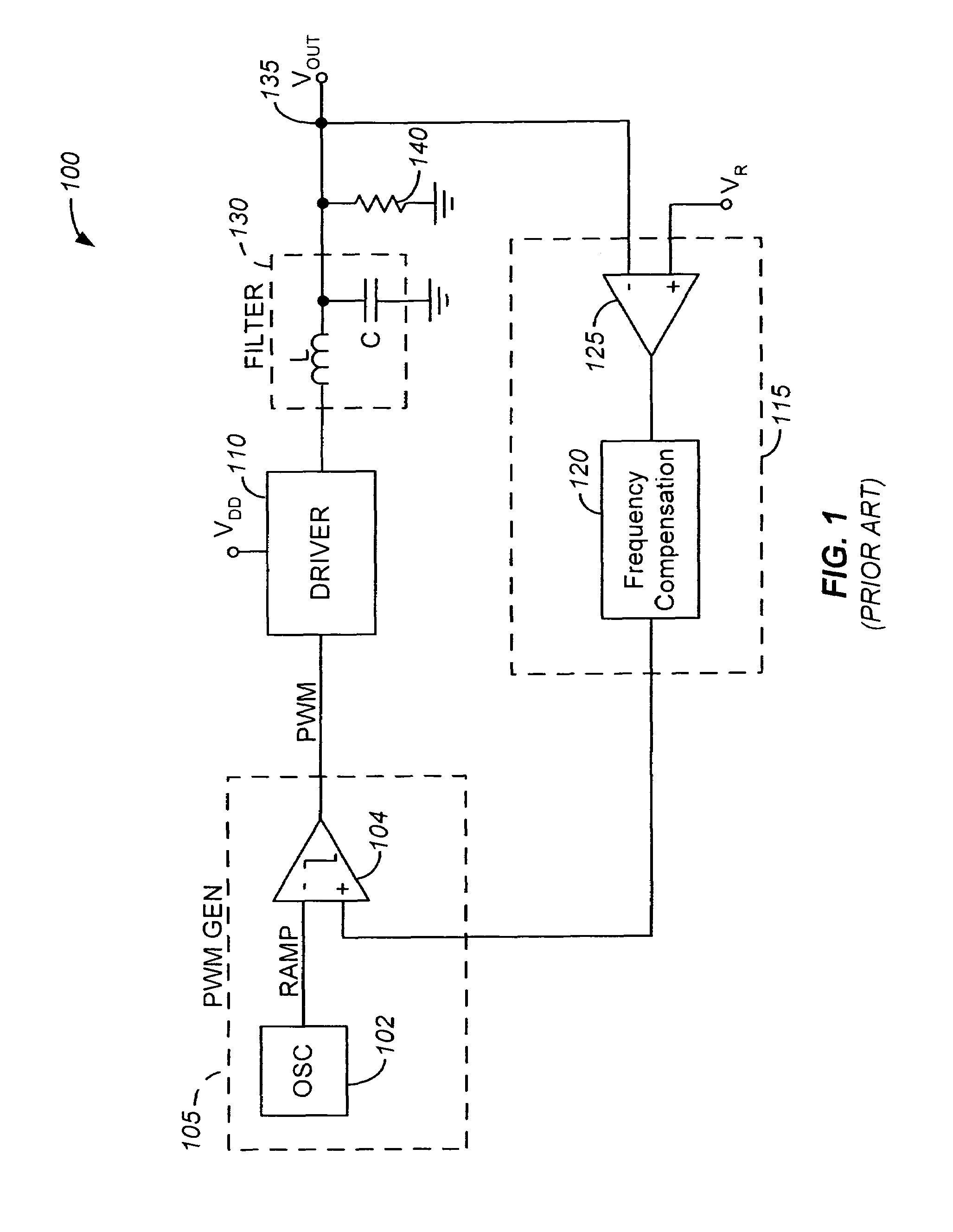 Pulse width modulated buck voltage regulator with stable feedback control loop