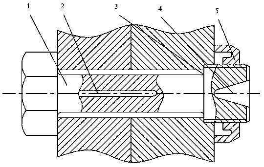 Bolt connecting and fastening device for third-rail train current collectors and slide plates