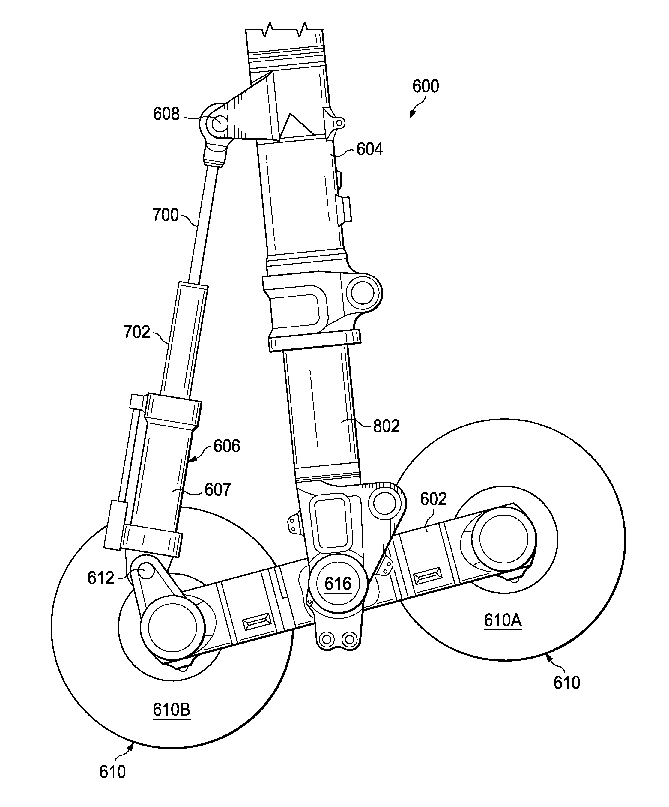 Hydraulic Strut Assembly for Semi-Levered Landing Gear