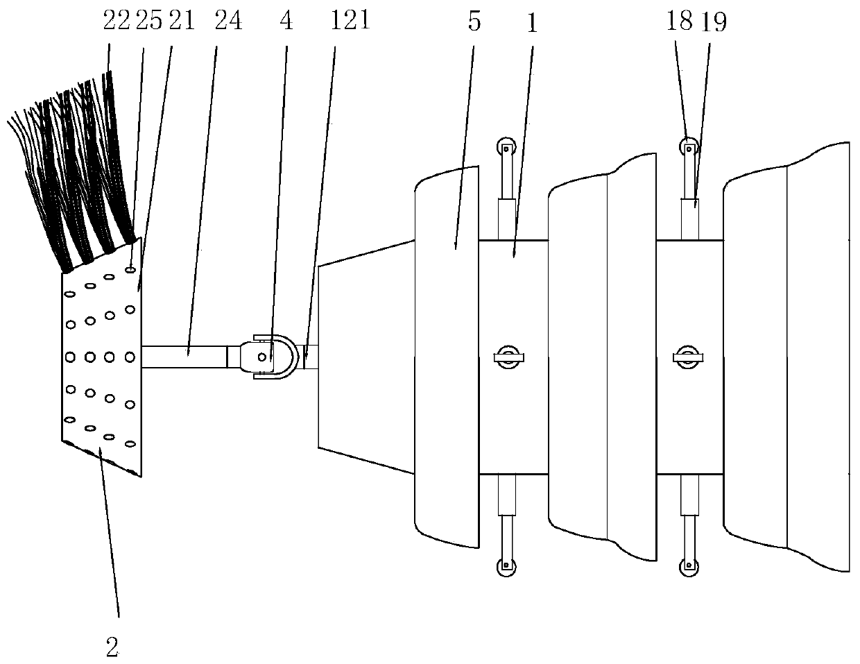 Pipe sweeping device and sweeping system