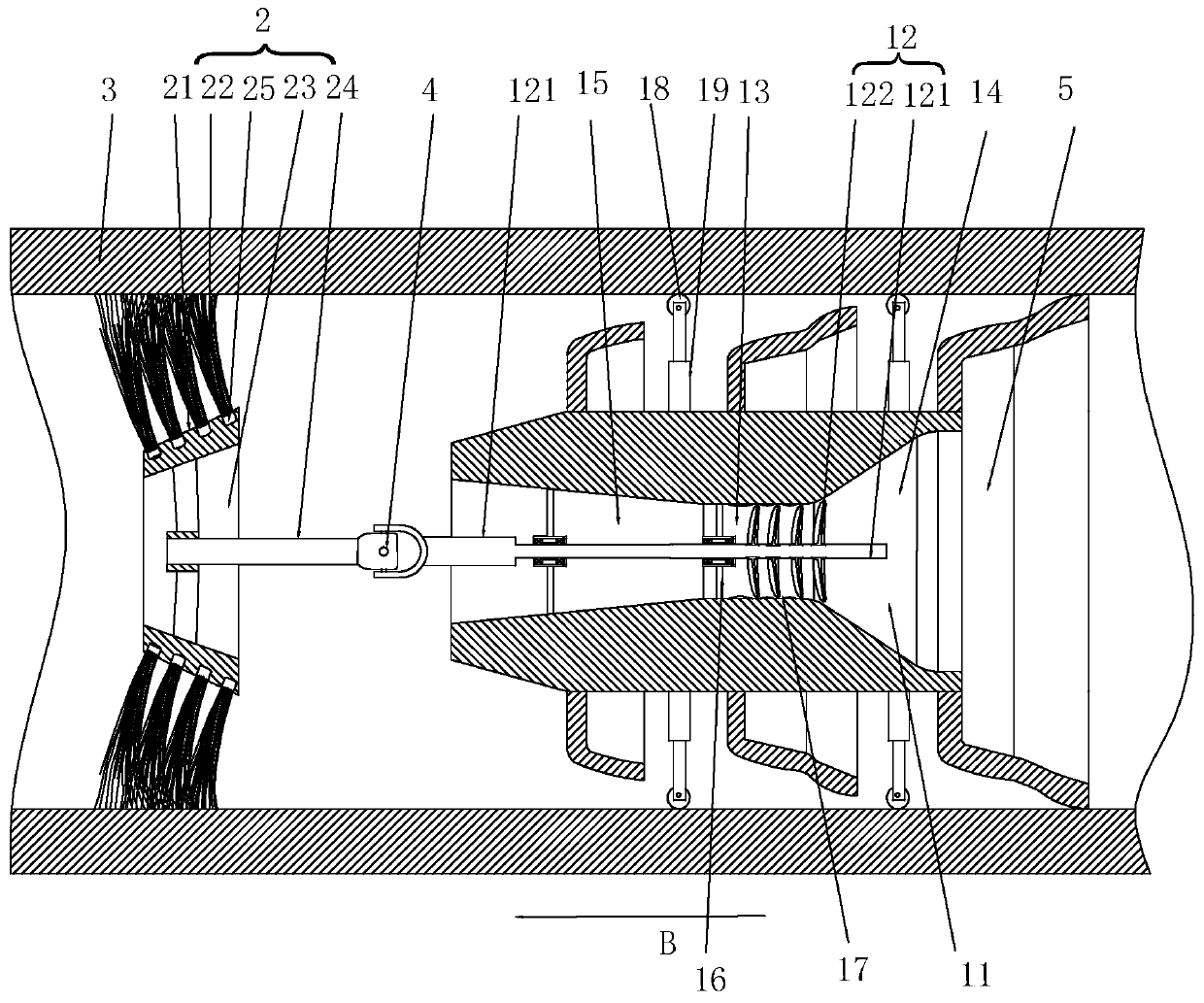 Pipe sweeping device and sweeping system