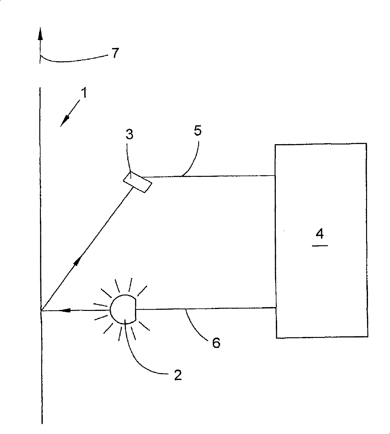 Method and device for optical detection of external fiber in fiber stand of lengthwise movement