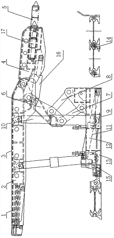 Caving coal hydraulic support with large swing beam structure