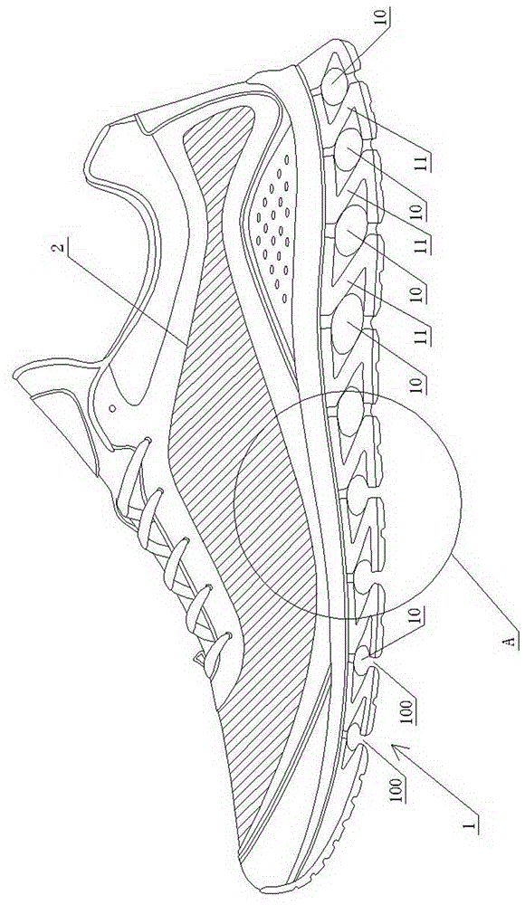 A light running shoe with novel structure