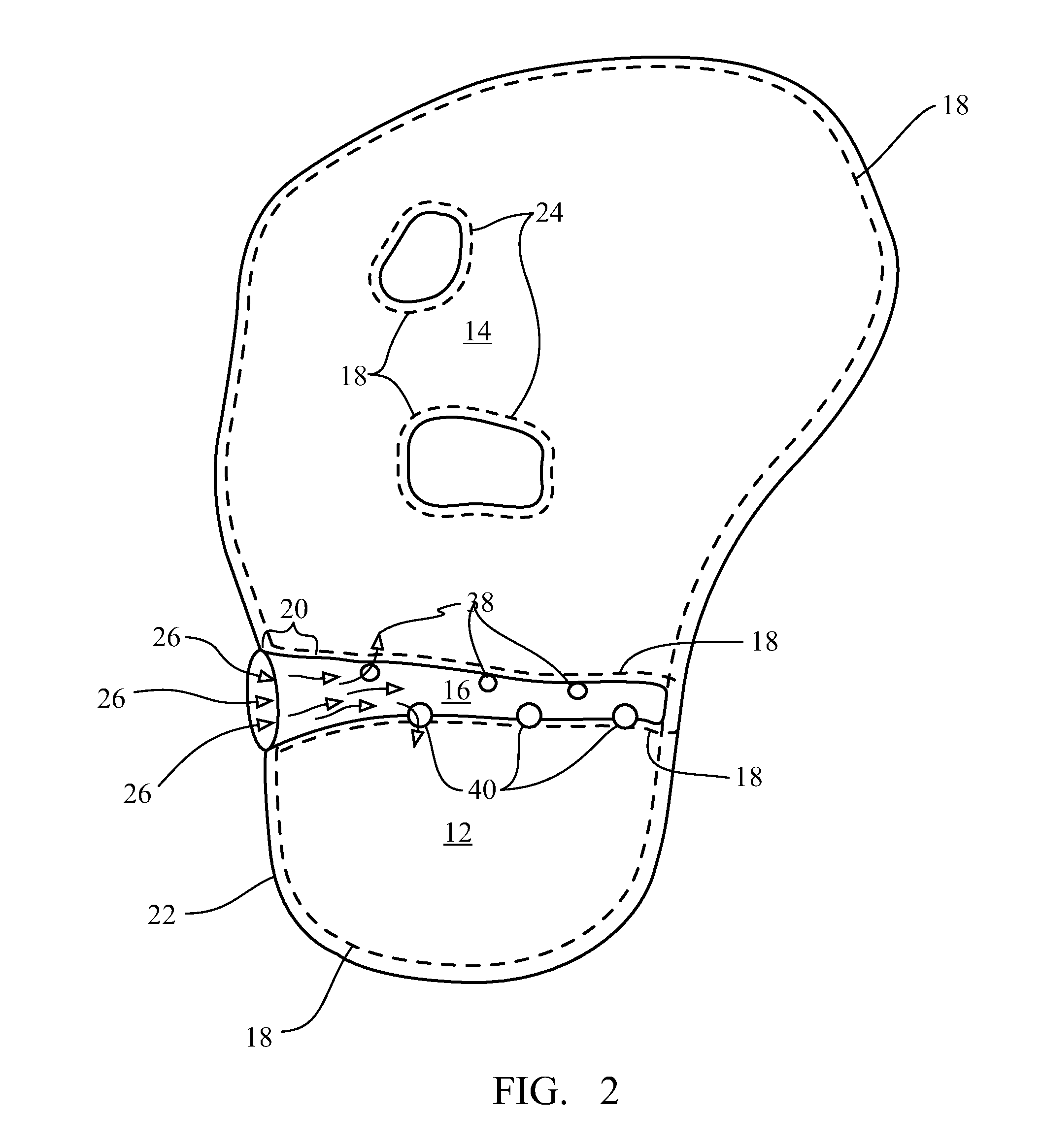 Air bag with pressure-managed gas delivery inflatable duct