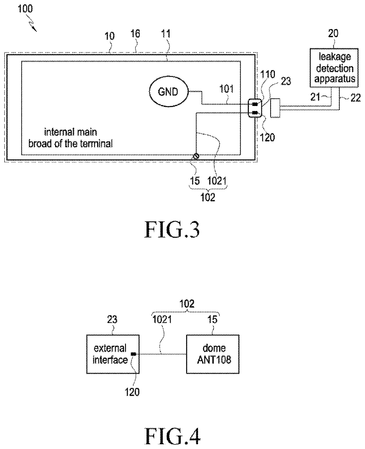 Terminal of supporting leakage detection, and method for performing leakage detection for the terminal