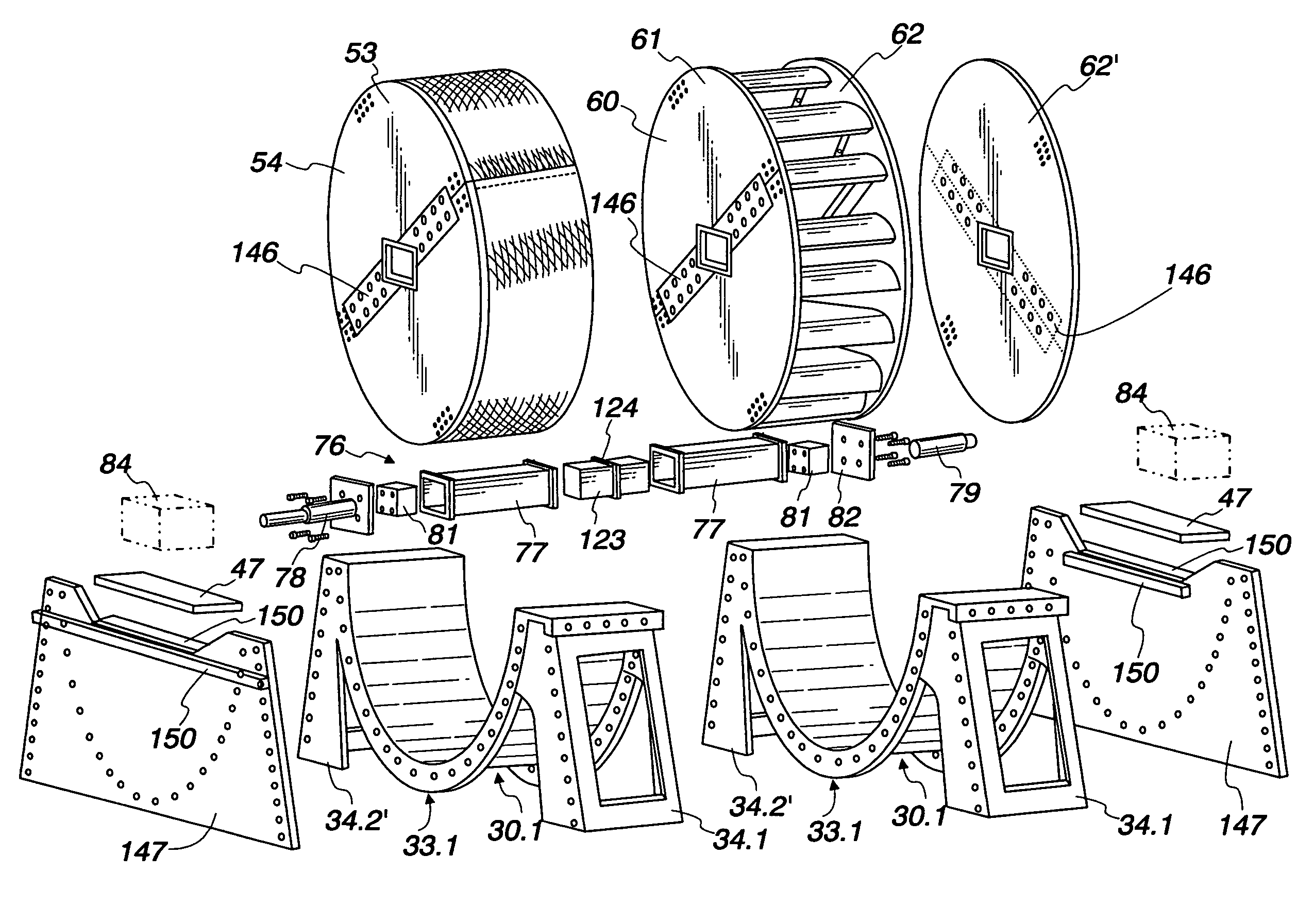 Variously configurable rotating biological contactor and prefabricated components therefor