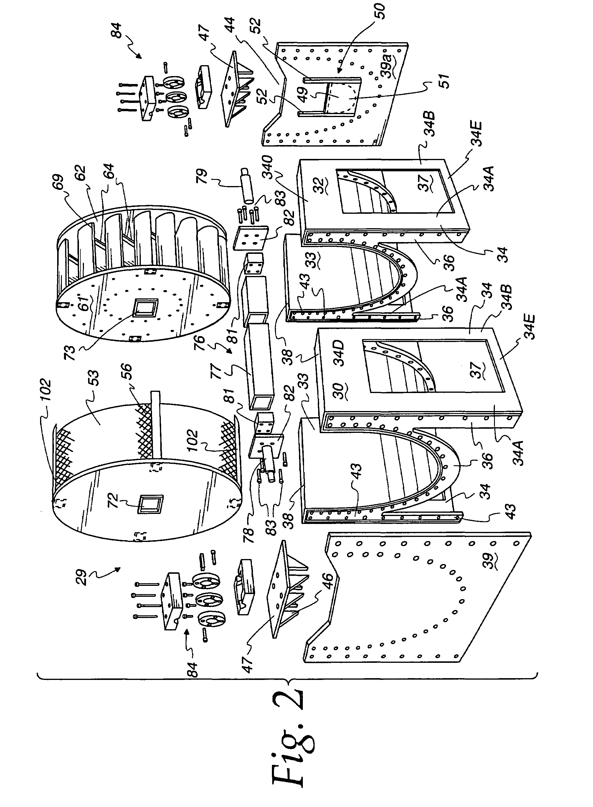 Variously configurable rotating biological contactor and prefabricated components therefor