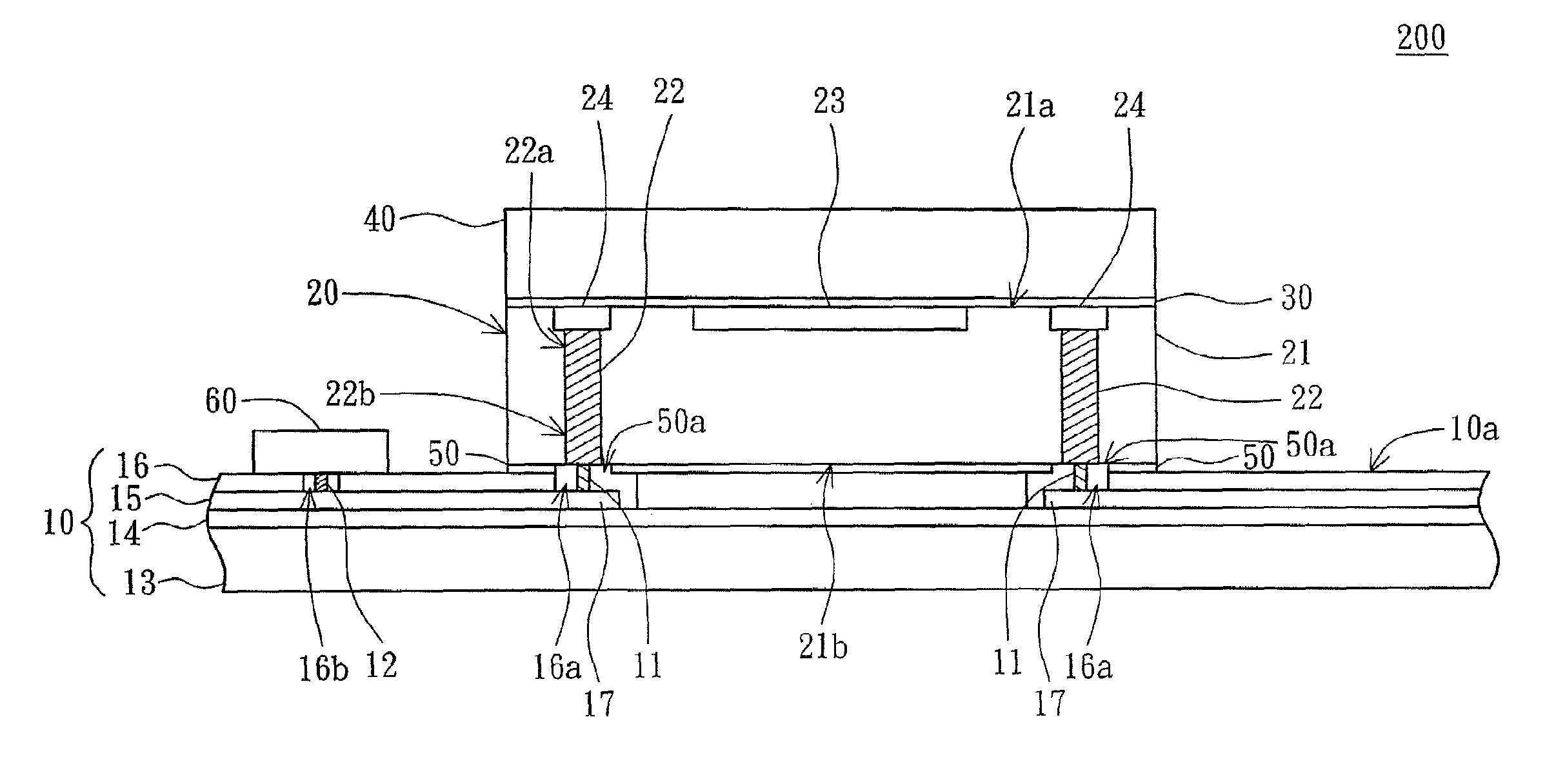 Package optical chip with conductive pillars