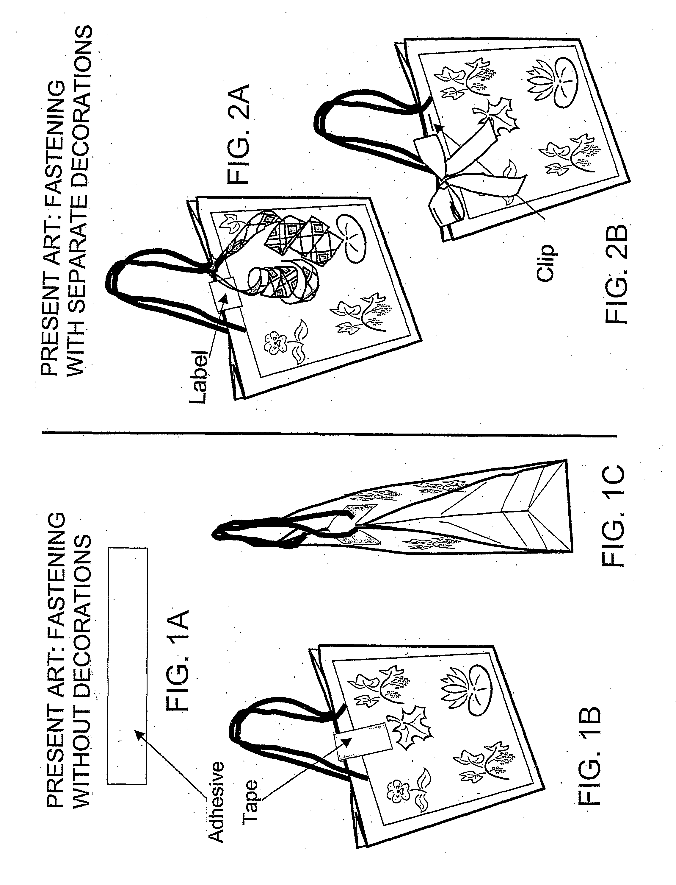 Method and Apparatus to Make Decorative Fastenings for Carrier Bags Containing Gifts, Easy to Apply and of Pleasing Appearance