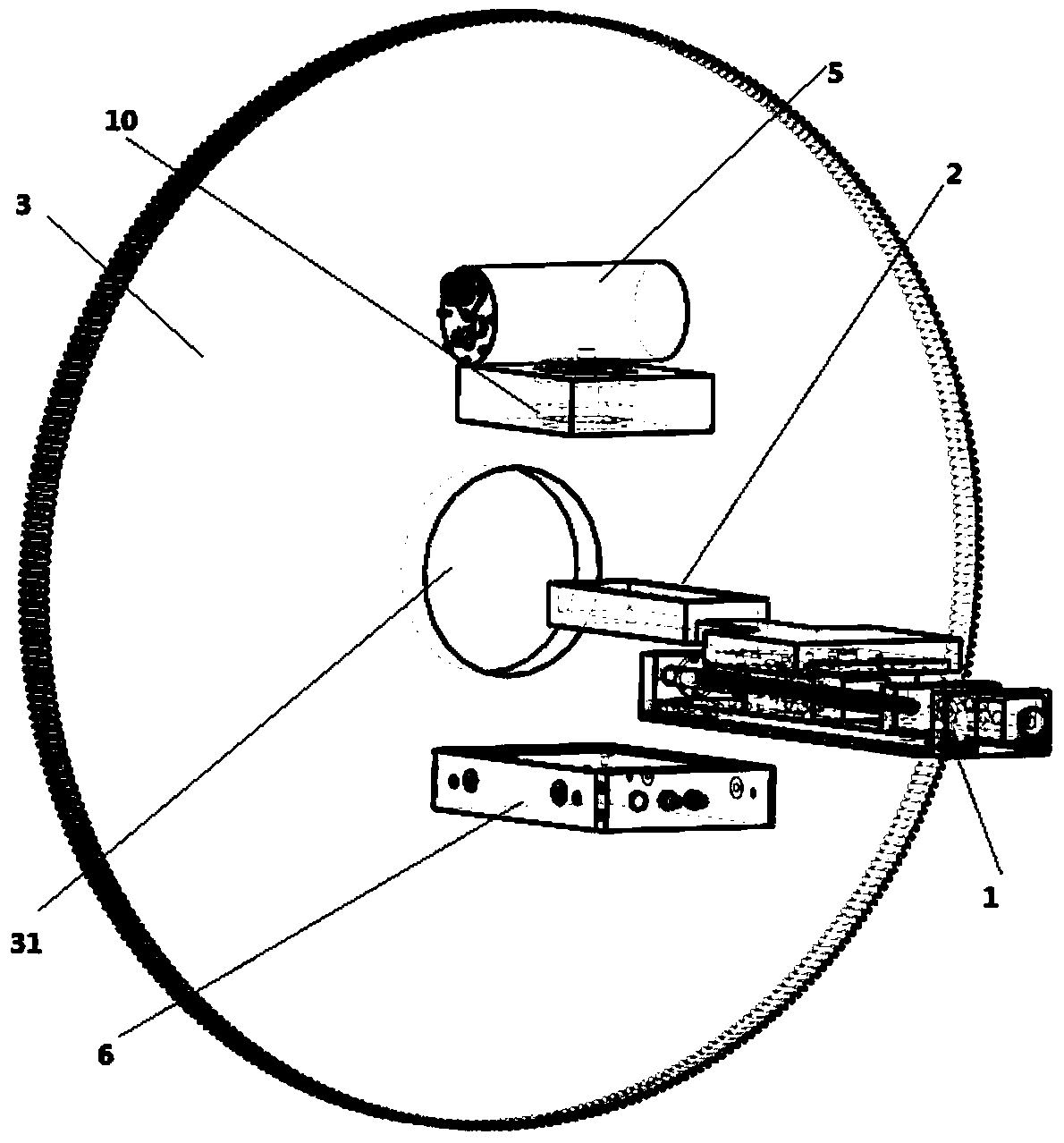 CT/FT/PET three-mode synchronous imaging device