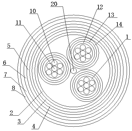 A two-core optoelectronic composite submarine cable with a rated voltage of 220kv