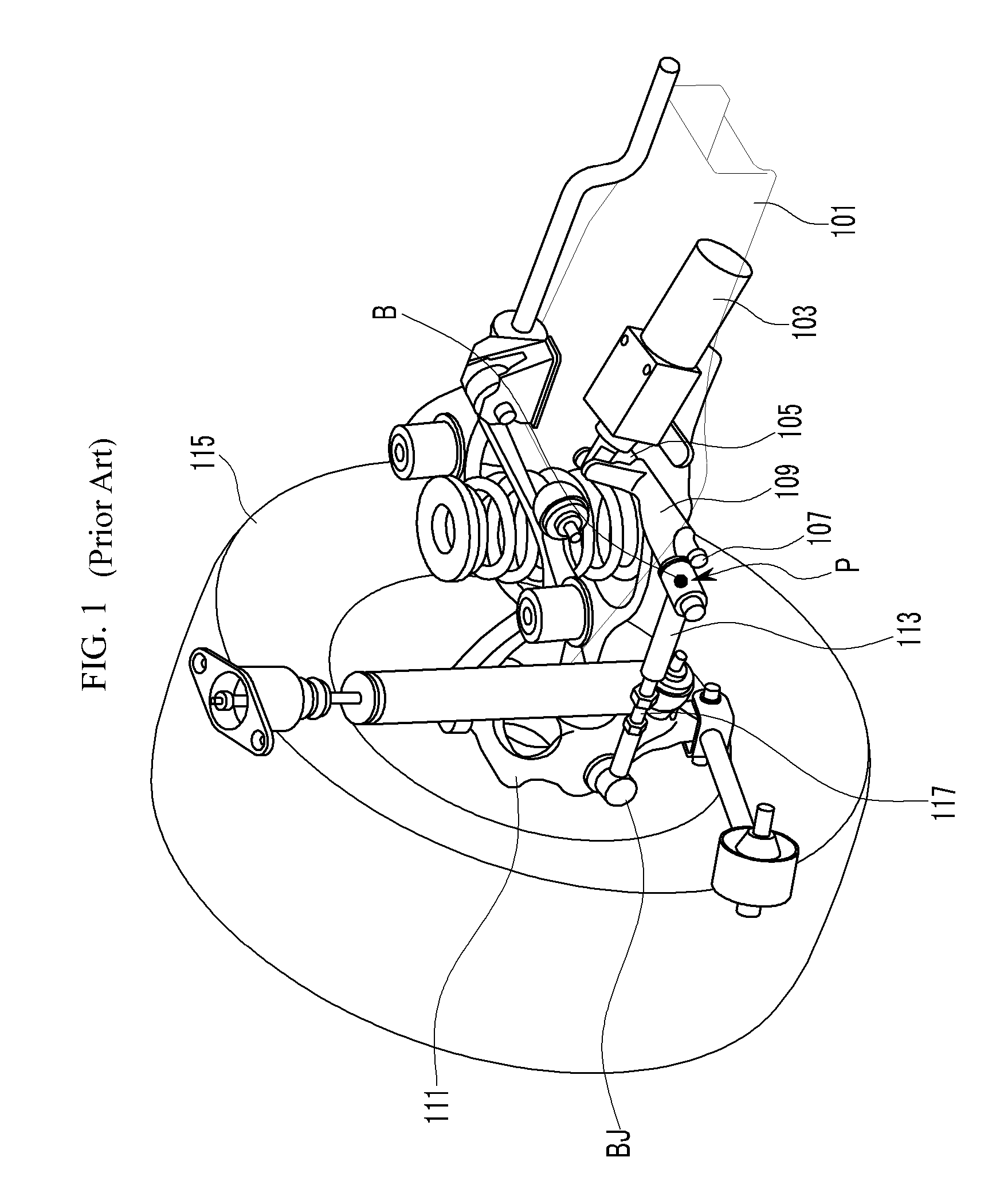 Active geometry control suspension system and actuating device driving the same