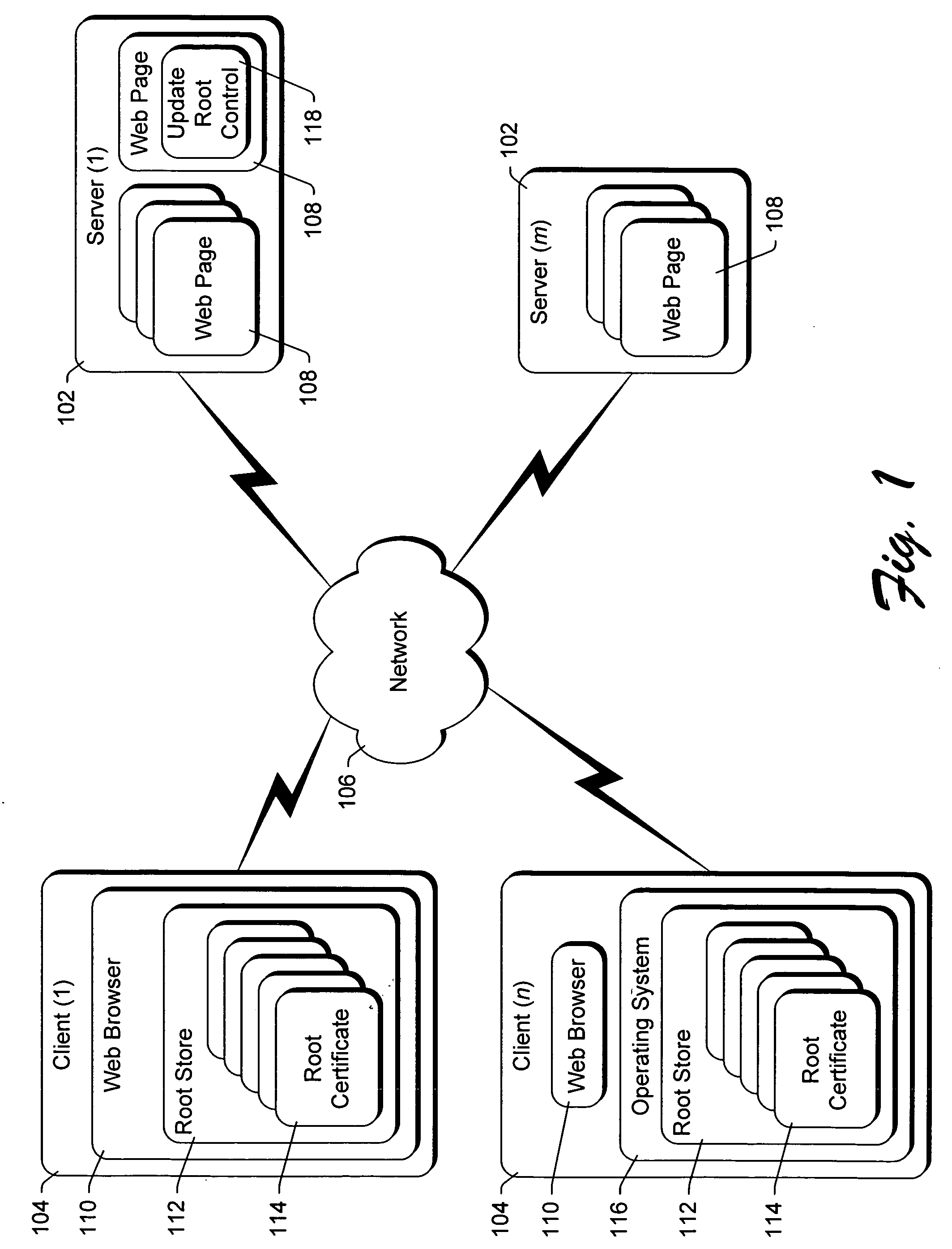 Updating trusted root certificates on a client computer