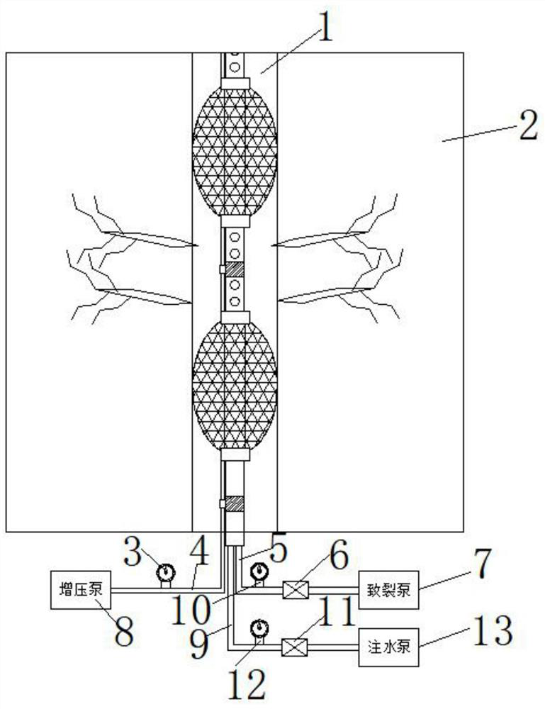 Drilling, blocking, fracturing and water injecting integrated structure and using method thereof