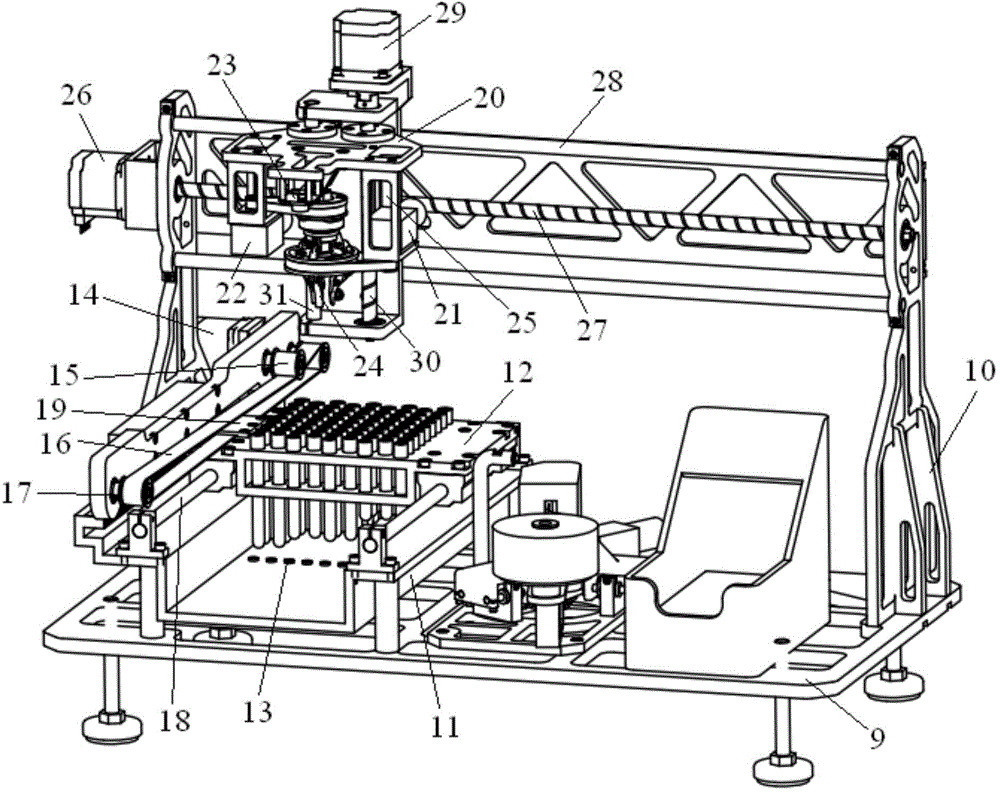 Automatic labeling and vacuum blood collection tube distributing device