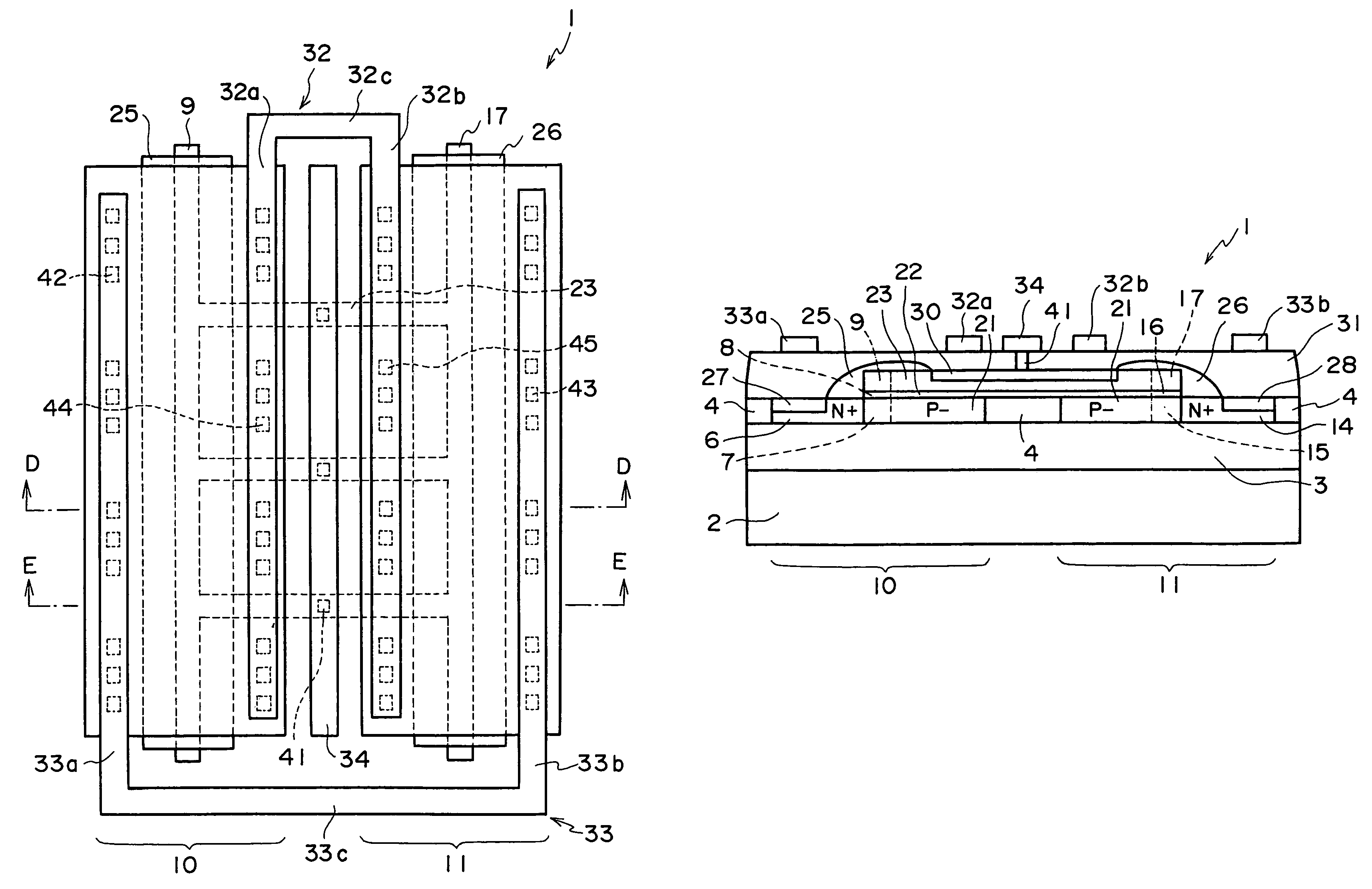 Semiconductor device including first and second transistor groups and semiconductor integrated circuit device