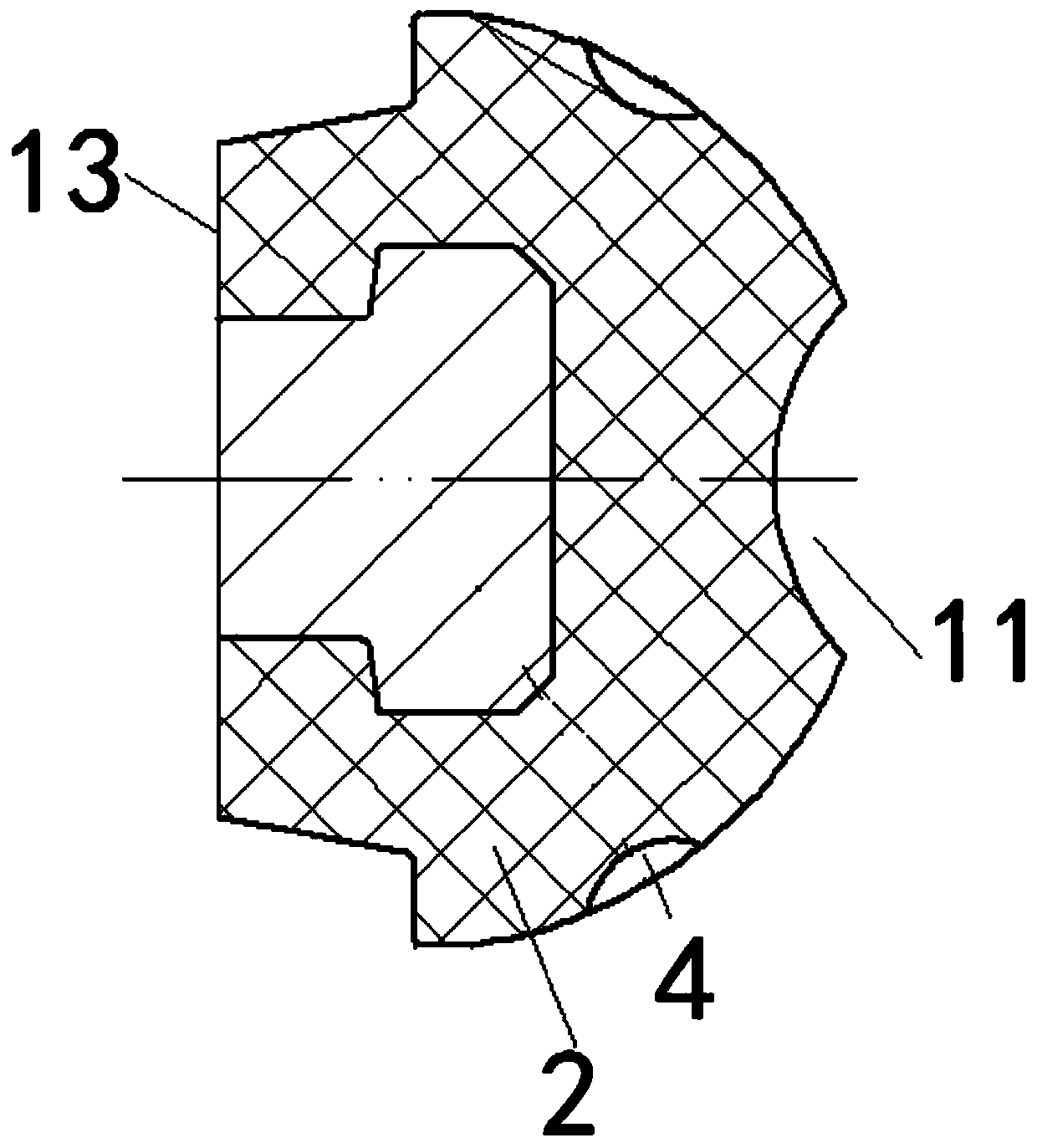 Gearbox release shifting fork supporting bolt with ball head part made of POE material and preparation method of gearbox release shifting fork supporting bolt