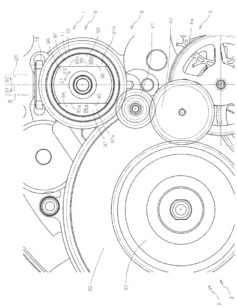 Manual winding gear train, clock machine core and clock possessing the gear train