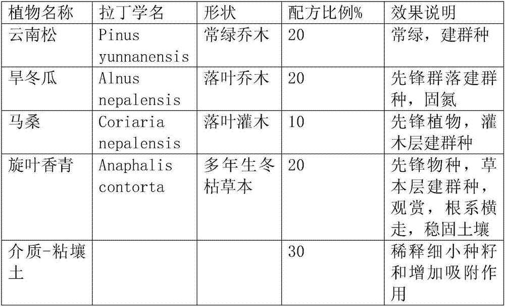 Seed formula for warm-humid climate region vegetation restoration