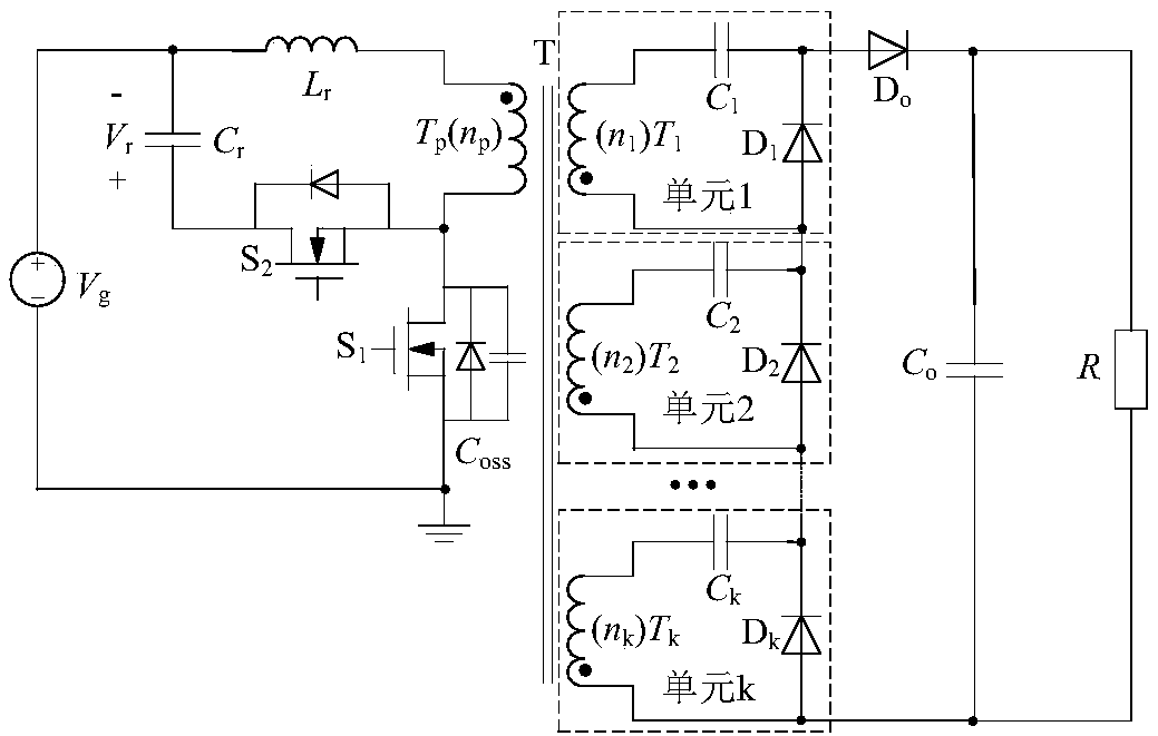 Multi-resonant network unit isolated high-gain DC converter