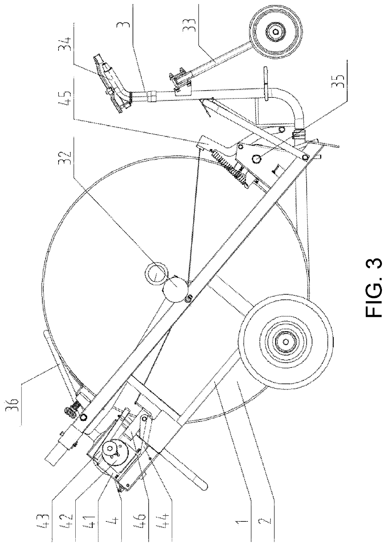 Eccentric swinging stepwise rollback-type reel sprinkling irrigation machine