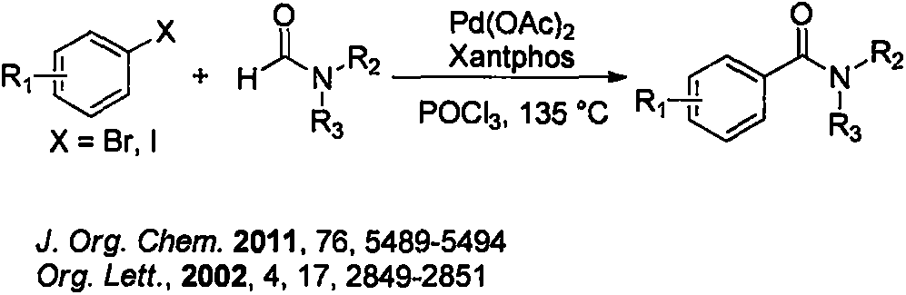 Method for synthesizing phosphorus-oxychloride-promoted amide compound