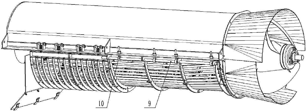 Threshing and separating device with concave clearance self-exciting adjustment function